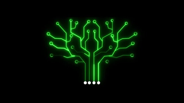 green tree on black background