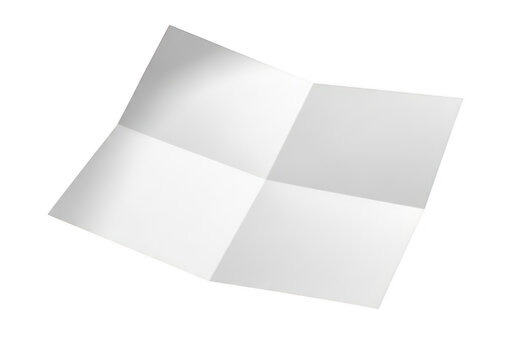 Blank folded paper sheet with four squares isolated on surface isolated on transparent background