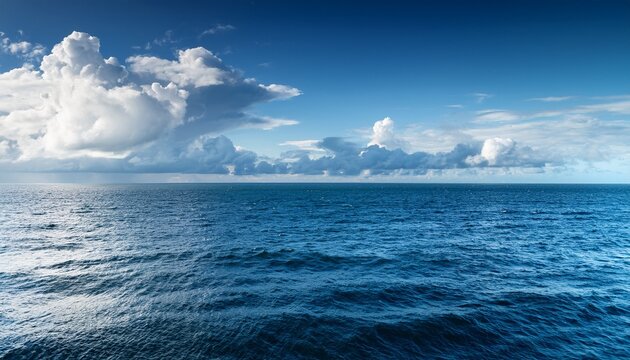 the ocean is calm and the sky is cloudy