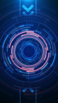 Futuristic HUD portal backdrop rings, scanner marks, radial gauges, and layered digital circles. tech openers, virtual dashboards security promos, science visuals, software screens, animated interface