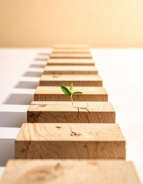 New Growth Emerging from Wooden Path Toward Bright Future