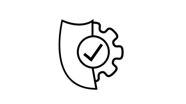 File #: bureaucratization, safety, shield protection management icon animation. Secure, safe, protect, guard, privacy, defense manage animated symbol