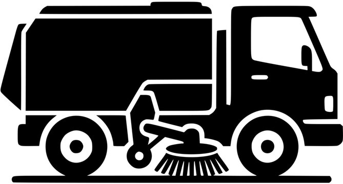 Street Sweeper Cleaning Truck Silhouette