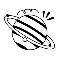 A glyph style icon of saturn planet © creativestall