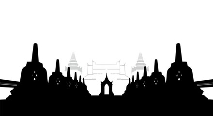 Naklejka premium Wat Arun Temple Silhouette Bangkok Thailand.