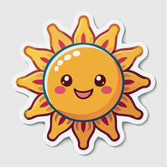 Obraz premium Cute Kawaii Sun Character with Smiling Face