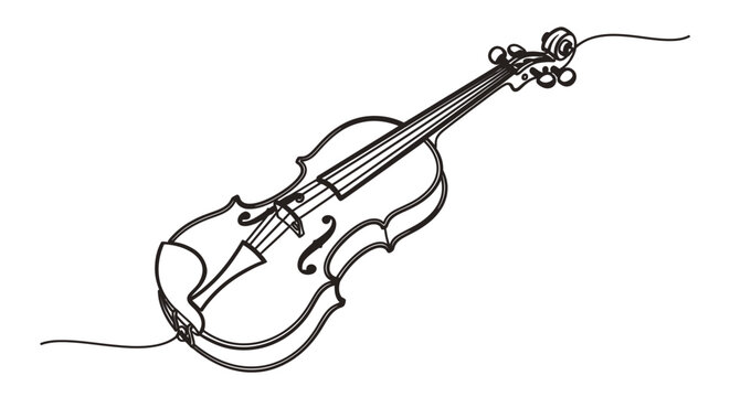 elegant black and white violin sketch isolated on white background