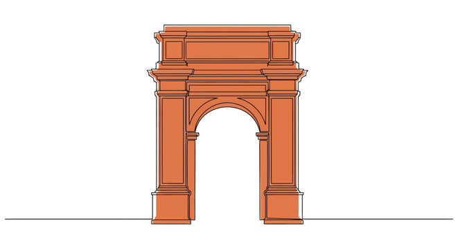 3D wooden architectural archway with classic design and warm tones