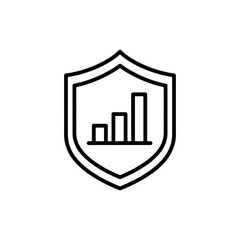 Obraz premium Shield with chart icon black outline vector illustration on white background design