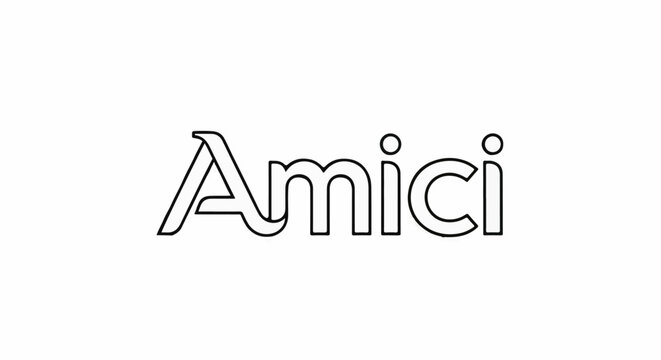 Outlined typography displaying the word "Amici" with a stylized font