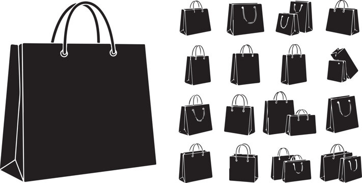 Shopping bags and gift bags silhouette vector illustration