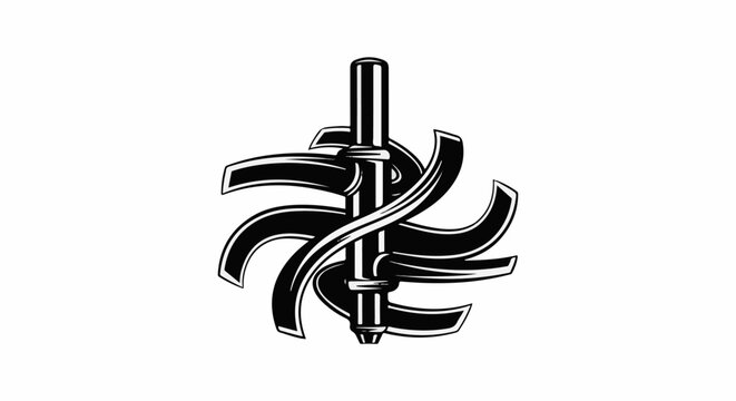 Stylized black and white mechanical agitator on a white background