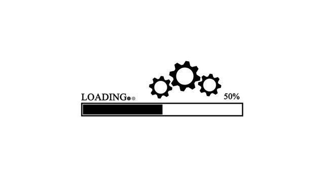 Loading bar icon animation on white background. white color setting and loading icon animated. Abstract circuit 4k animation white background system update and processing bar icon animation video.