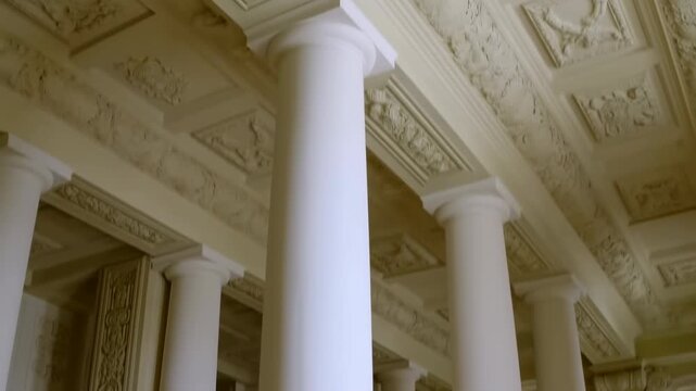 Luxurious Setting Featuring Matching Columns And Detailed Plasterwork Beneath Diffuse Skylights