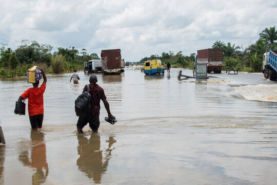 flood along the Delta Bayelsa road south-south Nigeria, West Africa