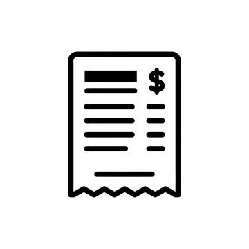 Expense Receipt Icon Black Outline Vector Illustration