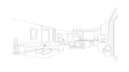 Obraz premium Interior design blueprint of a room.