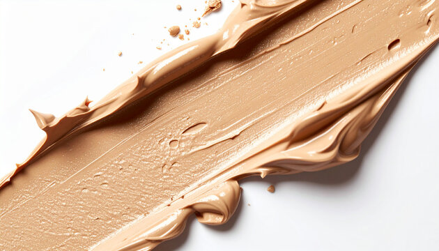 Elegant beige foundation smear, makeup texture, modern cosmetics and skincare concept.