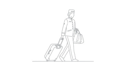 Obraz premium Businessman walking with luggage and bag.