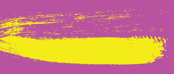 Obraz premium Bright Yellow Abstract Brush Stroke Painted On A Purple Background