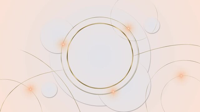 Cream gold circle frame background soft beige layers, metallic rings, elegant curves, clean copy space. wedding invitation titles, beauty promos, luxury branding, ceremony edits, and graceful overlays