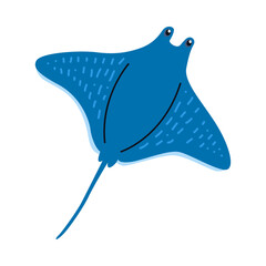 Blue stingray. Vector marine animal. Sea creature illustration isolated on white background © Peviotadesign