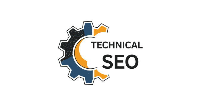 Technical SEO and digital marketing concept with gear icon