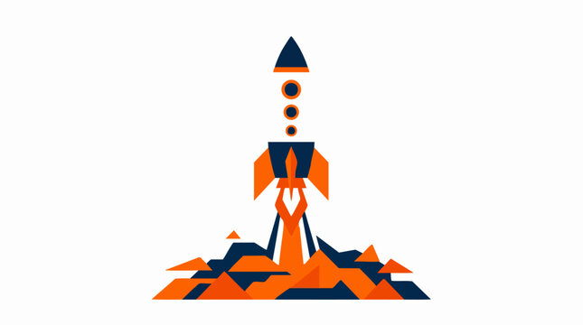 Rocket Launch Illustration: A vibrant rocket boldly ascends, leaving behind a trail of energy and determination, symbolizing progress, innovation, and reaching for the stars.