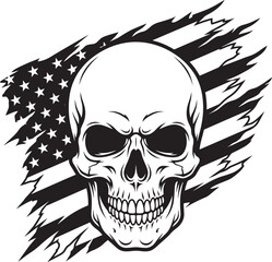 Fototapeta premium USA Flag Skull Illustration - Grunge American Patriotism and Memorial