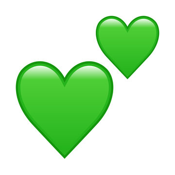 Two green hearts icon, vector illustration, isolated on transparent background. 