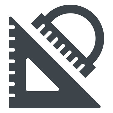 Triangle and protractor flat icon