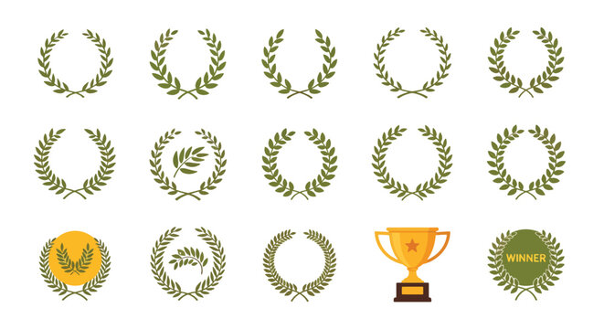 Golden Trophy and Laurel Wreath Symbols.