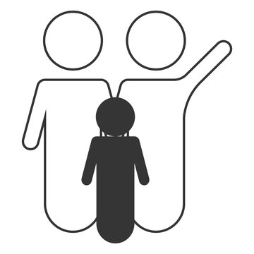 Black and white family line icon