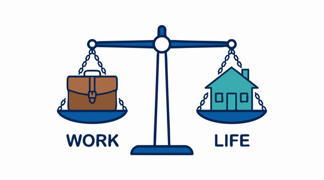 Work-Life Balance: A conceptual depiction of life's equilibrium, with a scale balancing work and personal life.