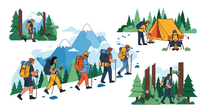 People hiking in the mountains together.