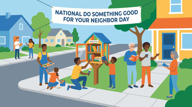 Community celebrating National Do Something Good For Your Neighbor Day