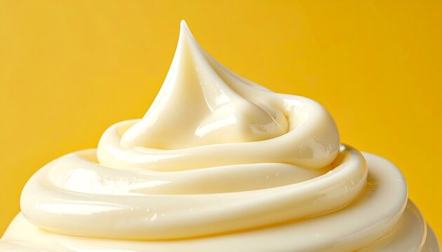 mooth cream swirl with soft glossy texture on a clean white background, creating a minimal dairy and dessert concept. Ideal for food advertising, cosmetic visuals, and product branding.