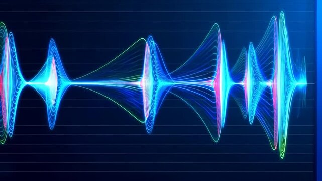 Energetic Visual Representation Of Sound Blending Vivid Neon Colors With Smooth Animated Motion