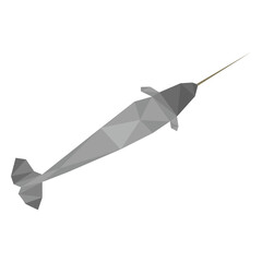 Narwhal flipper tail tusk low poly © Vexels