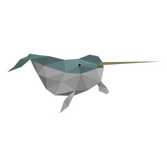 Narwhal flipper tusk tail low poly © Vexels
