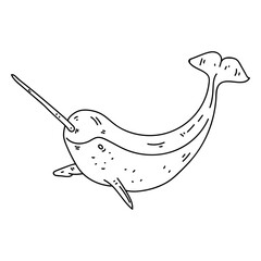 Narwhal flipper tusk tail stroke © Vexels