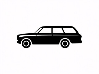 Fototapeta premium Black station wagon car silhouette for transportation and automotive design, minimalist vector icon