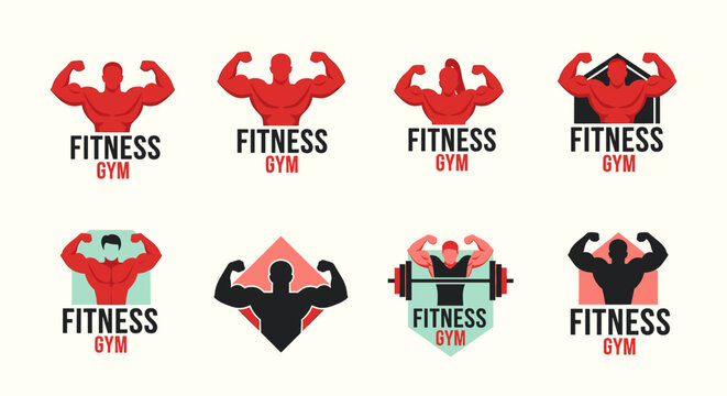 A bold graphic illustration of a muscular man flexing his arm, ideal for gym branding, fitness marketing, and health center advertising.