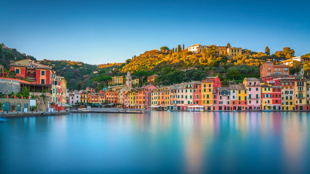Portofino Village Long Exposure at Sunset, Liguria, Italy