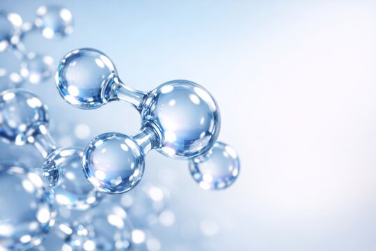 Glass-like molecular structure on light background. Ai generative