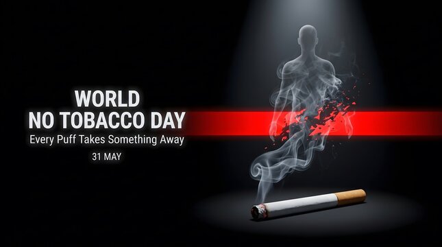 World no tobacco day concept human silhouette dissolving into smoke from a cigarette 31 may awareness