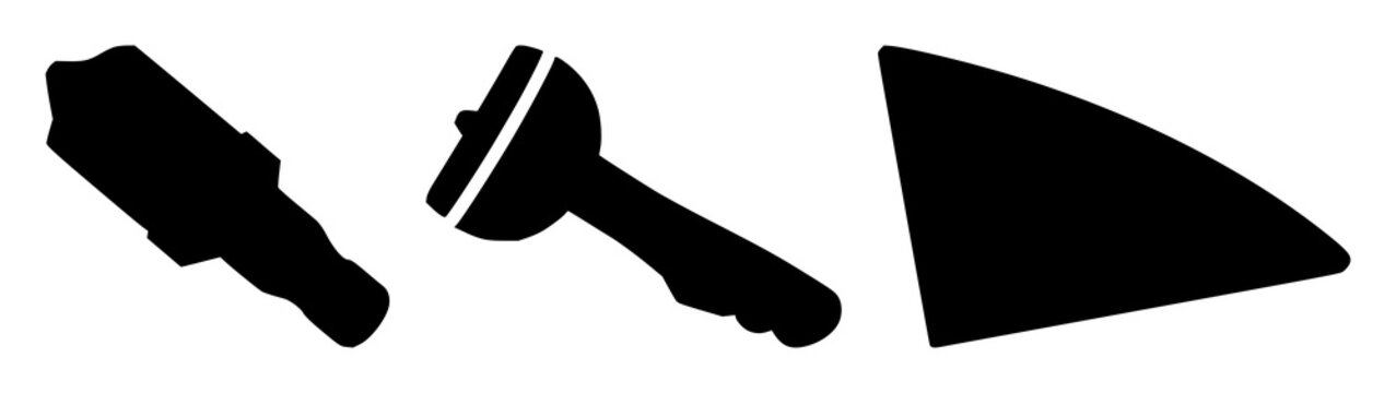 Competitive advantage icon set with solid black silhouette on white background featuring icon, benefit, strategy with minimalist and line art design