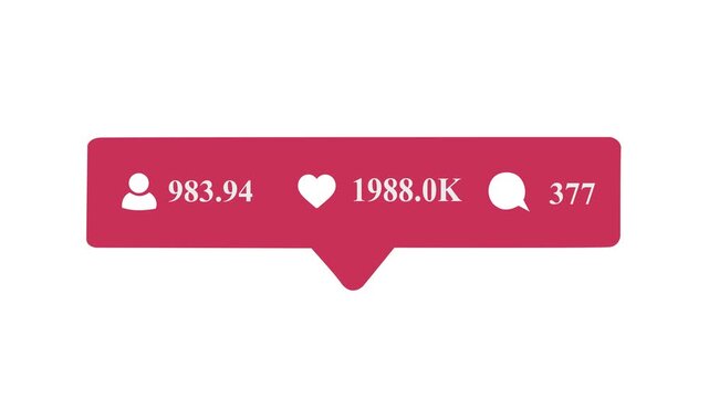 Editorial Social Media Love Comments and Followers request. notification like comment follow icon social media animation video White screen. with alpha channel included.
