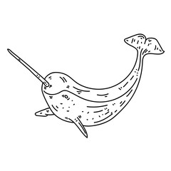 Happy narwhal line © Vexels