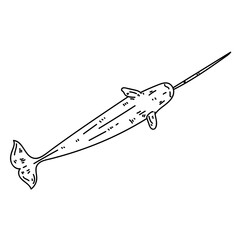 Narwhal top view line © Vexels